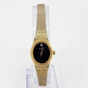 VTG Baylor Women's Watch 18MM Black Dial Gold Tone Band Up to 7" New‎ Battery